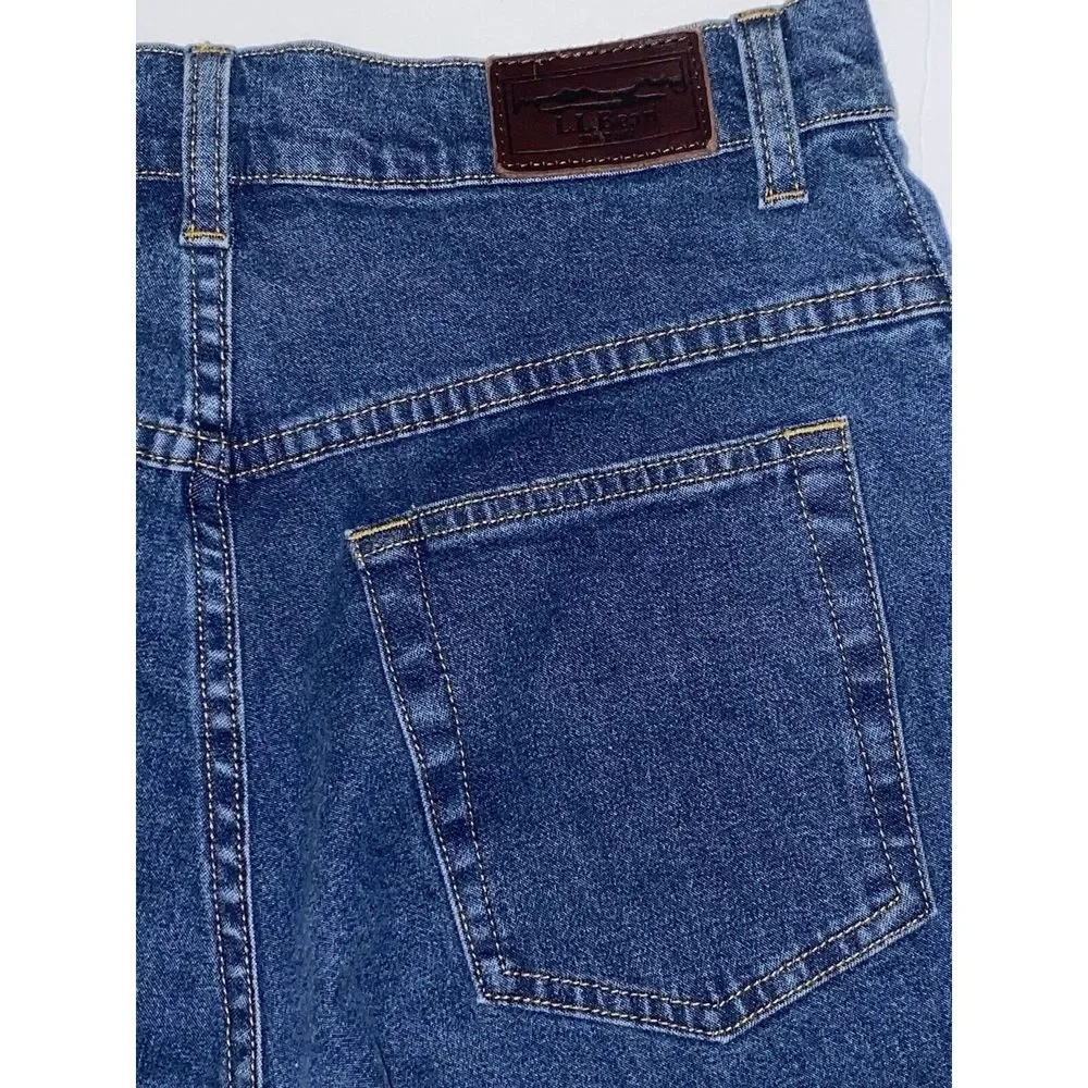 LL Bean Womens High Rise Tapered Leg Jean Classic Mom Jeans Blue Comfort Size 12 - Picture 11 of 15